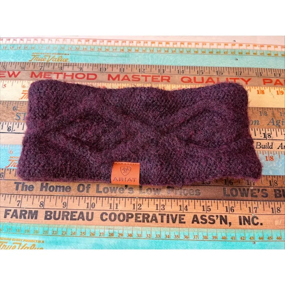 Ariat Burgundy Headband Ear Warmer Cable Knit Sherpa Fleece Lined OS Womens